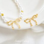Bow Double Hanging Copper Plated Real Gold Dispersion-preserving Beads Handmade DIY Bracelet Necklace Beaded Jewelry Material Accessories - Image 4