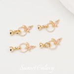 Color preserving 18K gold inlaid zircon butterfly connection buckle diy bracelet necklace accessories beaded jewelry material - Image 3