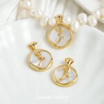 Gold-plated Rose Shell Pendant Handmade DIY Bracelet Necklace Earrings Beaded Beads Jewelry Accessories Material