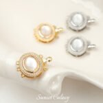 Color-preserving 18K gold oval inlaid beetle zircon pin buckle closing buckle diy jewelry bracelet necklace connection buckle accessories - Image 3