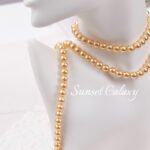 Gold champagne imitation Shijia pearl straight hole through hole beads loose beads handmade DIY beaded bracelet necklace accessories - Image 4