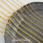 Long-standing gold sunflower 14k18 gold embosed flower chain O-shaped flat chain handmade diy beaded material accessories - Image 4