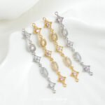 Copper Plated Gold Double Hanging Zirconium Drill Chain Handmade DIY Bracelet Necklace Earrings Beaded Beaded Jewelry Accessories Material