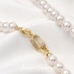 18k bag gold zircon 8-character plated real gold finishing connection buckle handmade diy string pearl necklace jewelry accessories - Image 4