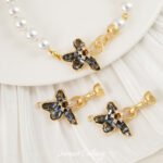 Dropping oil inlaid zirconium plated real gold black zircon gardenia round bead connection buckle handmade diy material bracelet beaded accessories