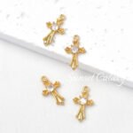 18k gold color retaining micro inlaid zircon iris cross pendant handmade DIY string necklace jewelry accessories - Image 6