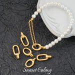 18K Oval Gold Bag Micro-inlaid Double Ring Tailer Buckle Handmade Beaded DIY Material Bracelet Necklace Accessories