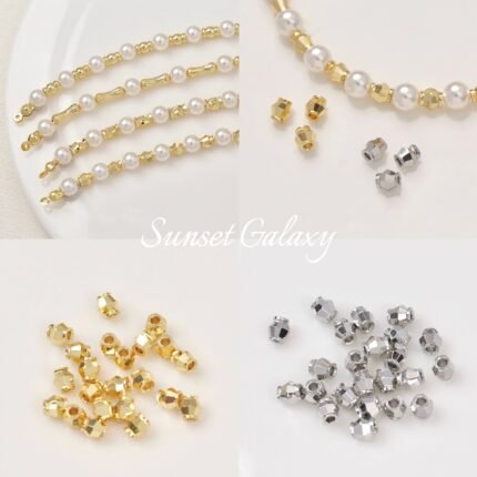 18K electroplated real gold flowerpot cut-off laser beads loose beads handmade diy beaded bracelet necklace jewelry accessories