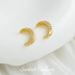 18k Gold 8mm Moon Bead Zircon Half Ring Handmade DIY Material Beaded Bracelet Necklace Accessories - Image 5