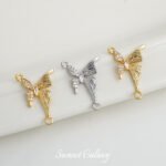 Copper plated real gold butterfly double hanging high color retention beads handmade DIY bracelet necklace beaded loose beads accessories material - Image 4