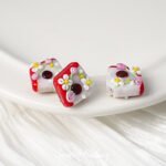 Lantern Glazed Flower Biscuit Square Handmade Firing Beads DIY Handmade Bracelet Necklace Beaded Accessories Material - Image 6
