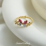 [Colorful Butterfly] Handmade DIY Butterfly Ring Multicolor Beaded Material Package Gold Plated Color Ponyeye Claw Drill - Image 8