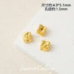 18k color retention zircon irregular square stone beads handmade diy beaded bracelet necklace jewelry accessories material - Image 6