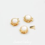 18K Gold Set White Shellfish Round Square Double Row Insert Buckle DIY Handmade Pearl Bracelet Necklace Connecting Buckle Accessories - Image 3