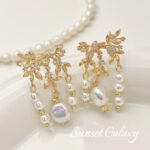 18K Gold Plated Real Gold Color-Preserving Flowers Like Dreams Micro-Paved Zircon Handmade DIY Beads Material Earrings Jewelry Accessories - Image 4