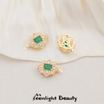 Color-preserving gold-plated emerald micro-inlaid zircon tail buckle beaded diy handmade bracelet necklace jewelry accessories material - Image 8