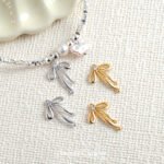 [Bow Pendant] Color-preserving gold-plated high color-preserving zirconium diy handmade beaded bracelet necklace beaded material - Image 2