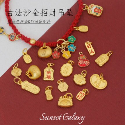 New Year National Tide Fortune Ping An Happy Bead Pendant Handmade Beaded DIY Material Bracelet Necklace Accessories