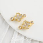 18K Gold Plated Diamond Flower Coil Buckle Beaded Bracelet Buckle Handmade DIY Material Necklace Pendant Jewelry Accessories - Image 5