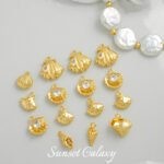 18k Real Gold Plated Zircon Shell Conch Pendant Handmade DIY Beaded Material Bracelet Necklace Earrings Accessories
