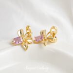 Real Gold-plated Powder Zirconium Four-leaf Flower Pearl Round Coil Connecting Buckle Handmade DIY Bracelet Necklace Beaded Accessories Material - Image 6