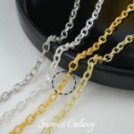 18k gold-plated silver color embellished chain flat chain extended chain beaded handmade diy material bracelet necklace accessories - Image 16