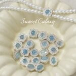 Silver-plated Inlaid Aquamarus Beaded Pendant Handmade DIY Beaded Bracelet Necklace Earrings Headwear Accessories