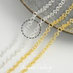 Long-standing gold sunflower 14k18 gold embosed flower chain O-shaped flat chain handmade diy beaded material accessories - Image 18