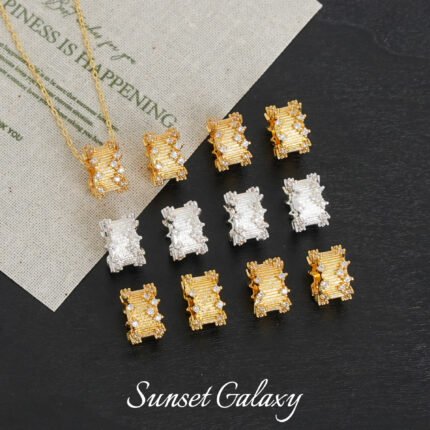 18K Gold-Plated Color-Preserving Micro-Paved Zircon Wheel Beads Spacer Beads Handmade DIY Beaded Bracelet Necklace Jewelry Accessories Material