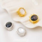 18K gold-plated white shell black shell oval three-row magnetic buckle magnet buckle diy bracelet necklace beaded accessories material