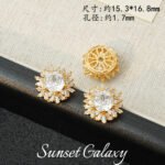 18K Sunflower Zircon Rose Cut Full Zircon Accessories Handmade DIY Beaded Bracelet Necklace Jewelry Accessories Material - Image 6