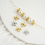 18k Real Gold Plated Diamond Cross Spacer Accessories Silver Zircon Handmade DIY Material Beaded Bracelet Necklace Accessories