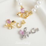 Real Gold-plated Powder Zirconium Four-leaf Flower Pearl Round Coil Connecting Buckle Handmade DIY Bracelet Necklace Beaded Accessories Material