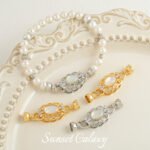 18k Real Gold Plated Silver Coil Connection Buckle Emerald Round Bead Coil Buckle Handmade DIY Beaded Material Bracelet Accessories - Image 2