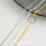 Long-standing gold sunflower 14k18 gold embosed flower chain O-shaped flat chain handmade diy beaded material accessories - Image 21