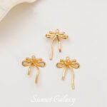 18K bag gold bow set zircon pendant double hanging diy handmade beaded necklace bracelet earrings accessories material - Image 8