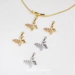 Butterfly with diamond pendant gold plated high color diy handmade bracelet necklace loose beads beaded jewelry accessories material - Image 2