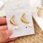 18K gold-plated color-preserving croissant earrings earrings diy accessories material ear pins pearl earrings beaded accessories - Image 3