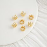 Gold plated crown zircon zircon diamond beads handmade diy beaded pearl loose beads bracelet necklace accessories material - Image 5