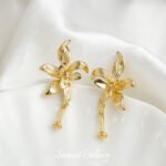 Copper-plated Real Gold High Color Retention Elegant Flower Earrings diy Handmade Bracelet Necklace Beads Loose Bead Accessories Material - Image 4