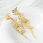 Real Gold Plated High Sense Butterfly Long Tassel Pendant Handmade DIY Bracelet Necklace Beaded Beaded Accessories Material