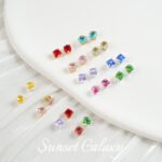 [3mm] 18k gold plated square zircon rhinestone claw drill handmade diy material beaded bracelet necklace accessories - Image 3