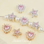 18 packs of gold bright silver stars love full zirconium diamond beads beaded handmade DIY material bracelet necklace accessories