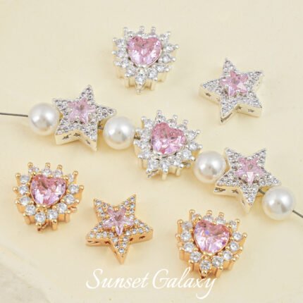 18 packs of gold bright silver stars love full zirconium diamond beads beaded handmade DIY material bracelet necklace accessories