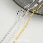 Long-standing gold sunflower 14k18 gold embosed flower chain O-shaped flat chain handmade diy beaded material accessories - Image 6