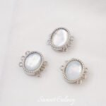 18K gold-plated white shell black shell oval three-row magnetic buckle magnet buckle diy bracelet necklace beaded accessories material - Image 6