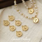 Color-preserving plating real gold stars love pendant cross pendant handmade DIY string bracelet necklace accessories