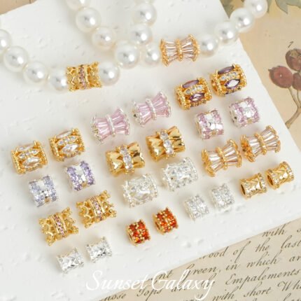 18K Copper Plated Real Gold High Color Retention Zircon Wheel Zirconium Diamond Spacer Beads Handmade DIY Bracelet Necklace Jewelry Accessories Material