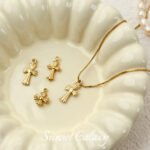 Color-preserving Stainless Steel Electroplated Real Gold Cross Pendant Small Pendant Handmade DIY String Bracelet Necklace Accessories