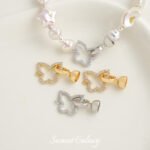 Gold Plated Zirconium Butterfly Hollow Connection Round Bead Closing Buckle Handmade DIY Bracelet Necklace Beaded Material Accessories